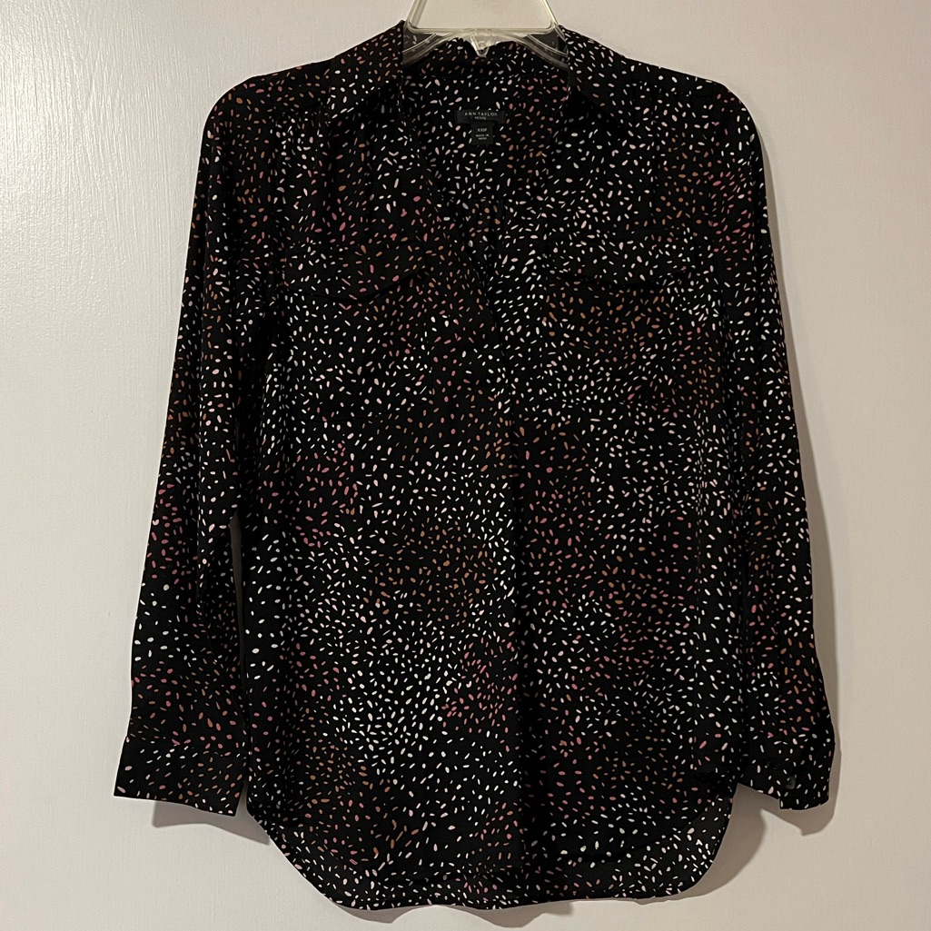 Ann Taylor Black Blouse With Neutral Color Accents